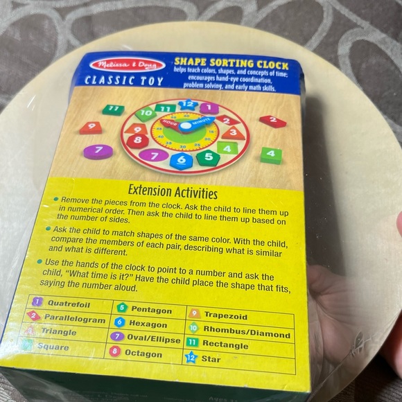 Melissa & Doug Shape Sorting Clock , New. - Picture 2 of 2